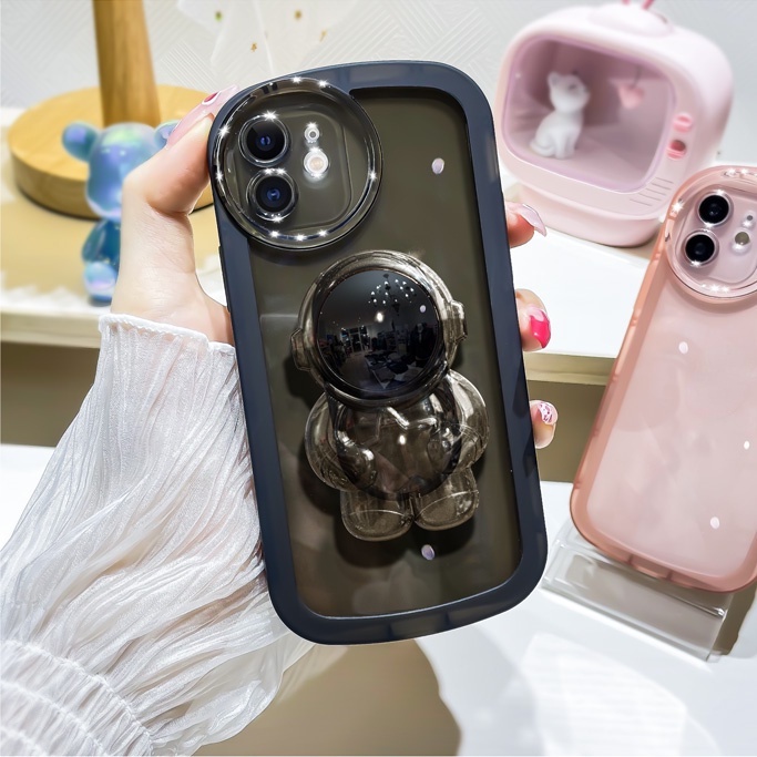 Creative nasa astronaut stand case iphone 12 13 pro max 11 pro max Xs XR 7plus8plus transparent and clear TPU all-inclusive shockproof protective phone case