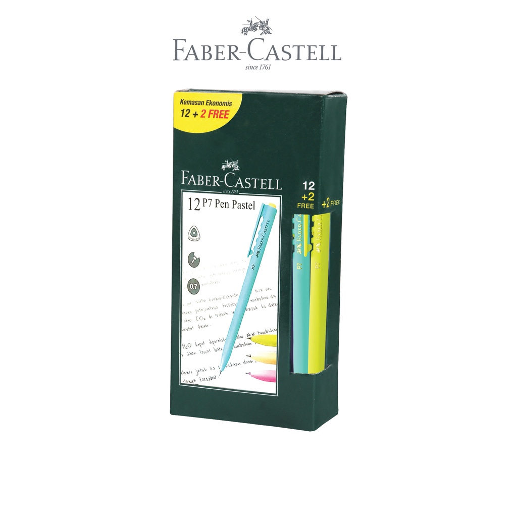 

Faber-Castell Ballpoint Pen P7 Pastel 0,7 Black Ink 12 Pcs Free 2