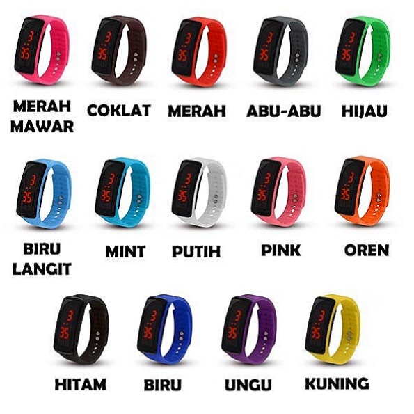 Jam Tangan LED Sport Pria Wanita (ready 12 warna) Jam Tangan Digital Import