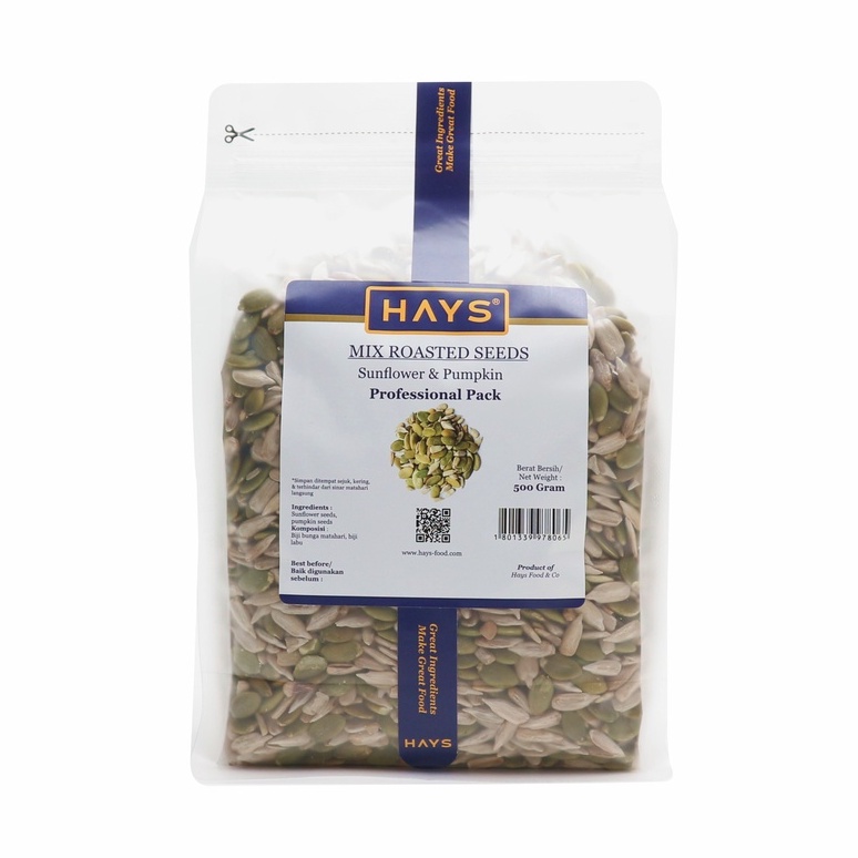 Mix Roasted Seeds 500 Gram (Pumpkin seeds + Sunflower seeds) / (Biji labu + Biji bunga matahari) 500 Gram - HAYS