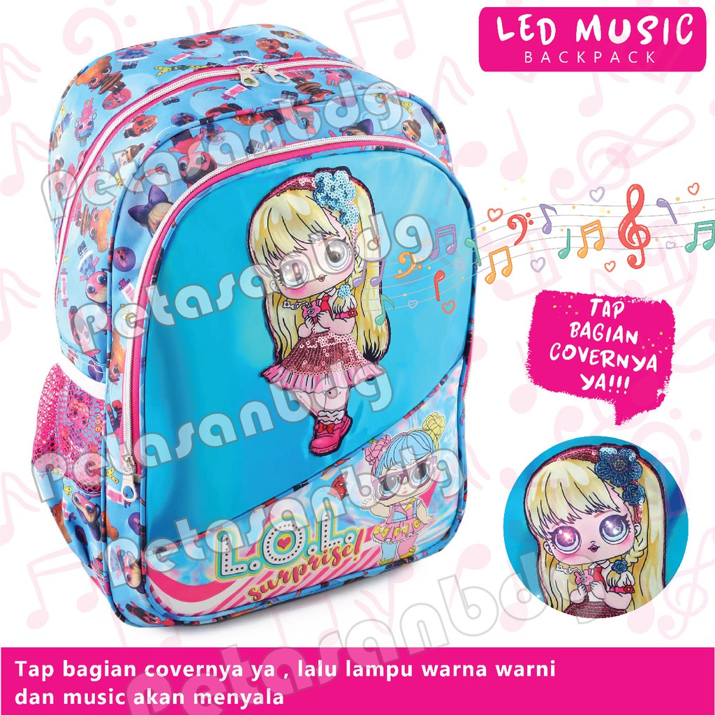 PTS - Ransel Sekolah Anak Perempuan Karakter LOL SURPRISE - Ransel Hologram LED - DAYLIGHT - FREE BOTOL