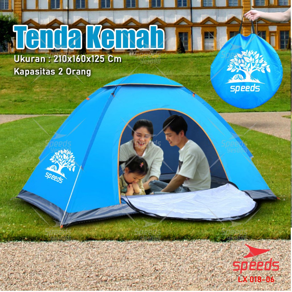 Jual SPEEDS Tenda Camping Biru Kapasitas 1-3 Orang Tenda Otomatis