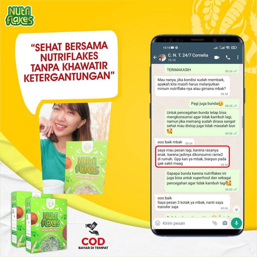 Nutriflakes Sereal Umbi Garut Membantu Meredakan Asam Lambung Paket 1 Box