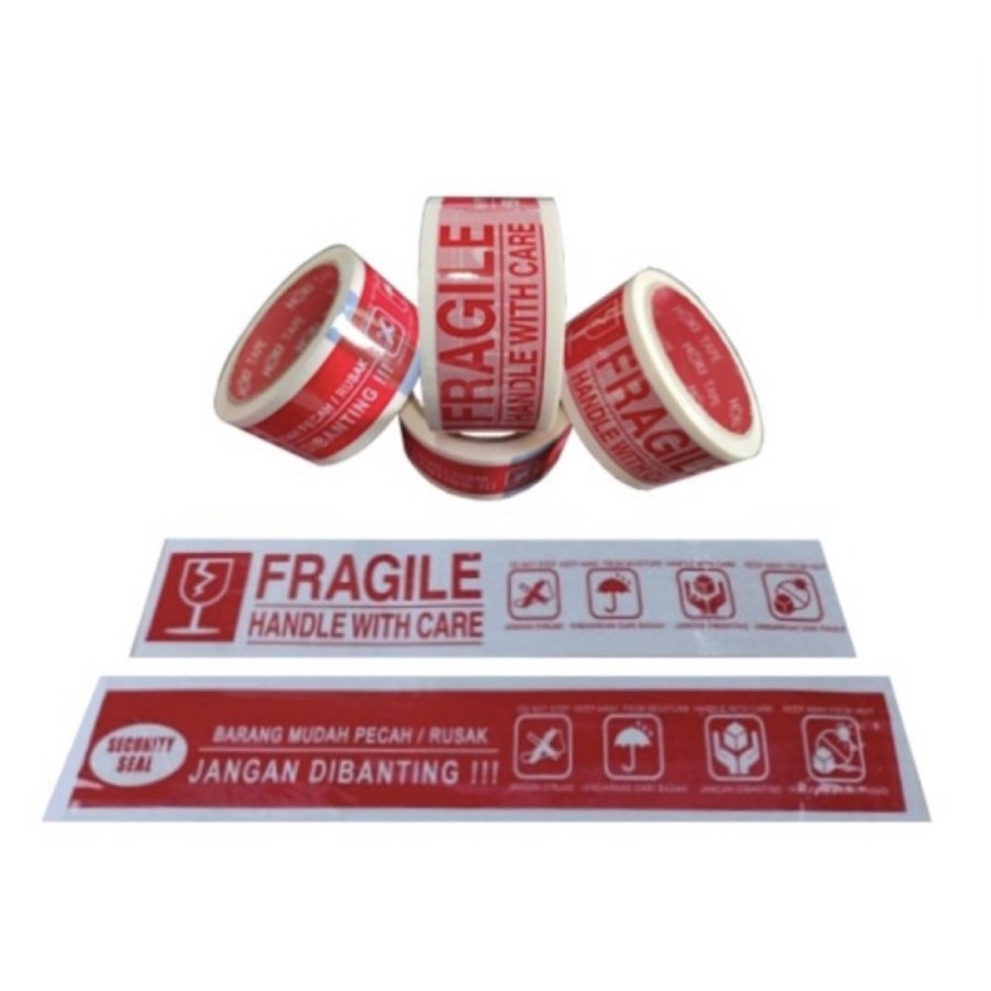 

Lakban Tulisan Fragile & Jangan Dibanting 2 Warna Tebal Uk. 48 mm x 90 yard