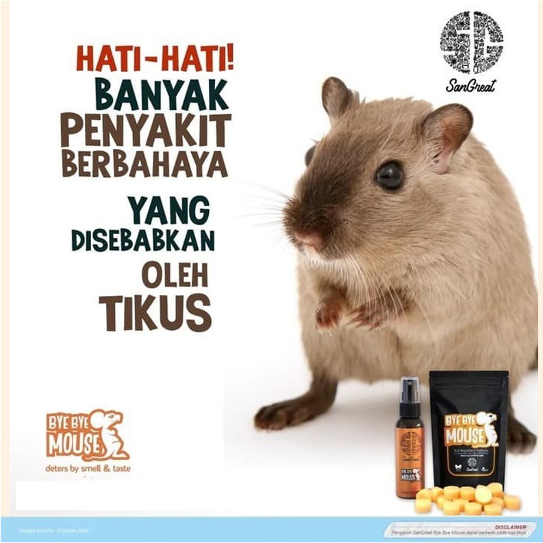 Paket pengusir tikus alami, Bye Bye Mouse Gel 250 gr spray 250 ml