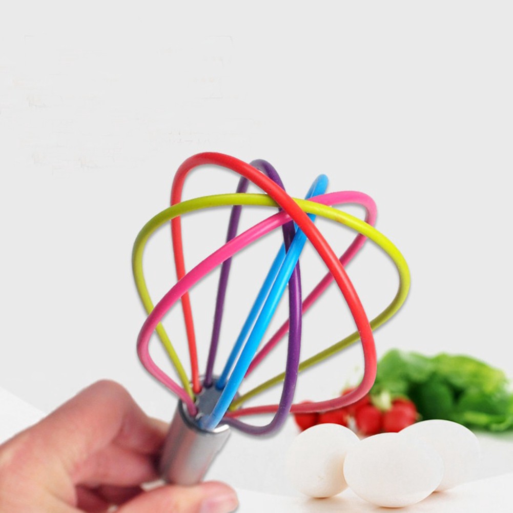 Colorful Stainless Steel Egg Whisk Kitchen Mixer Balloon Wire Egg Beater