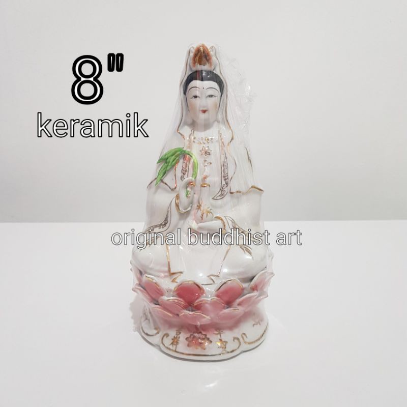 patung dewi kwan im keramik 8 inch