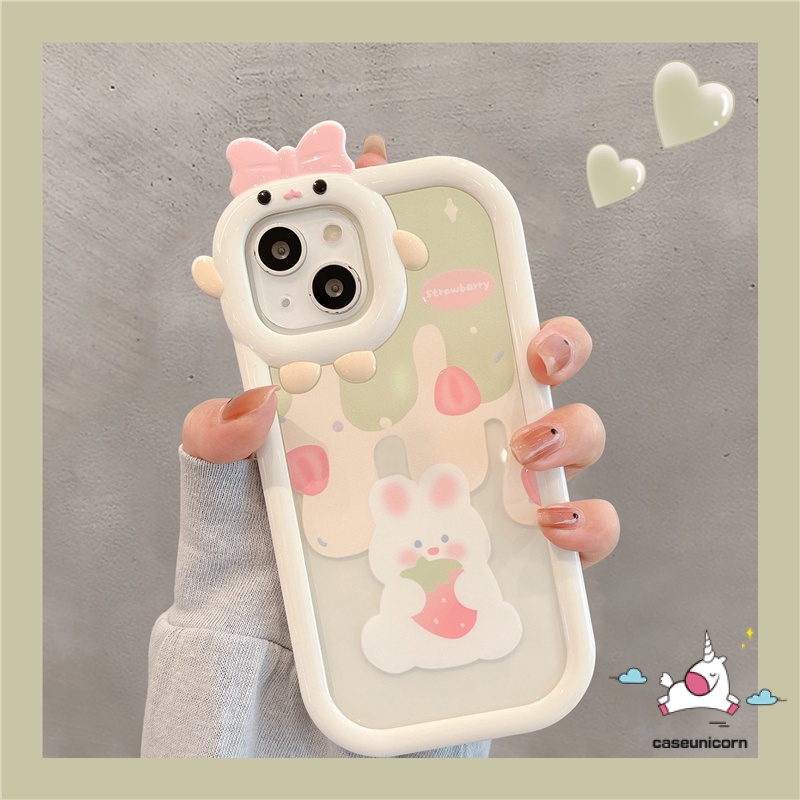 Soft Case TPU Motif Kartun Es Krim Beruang Kelinci 3D Untuk IPhone 11 13 12 14 Pro MAX 6 6S 7 8 14 Plus XR X XS MAX SE