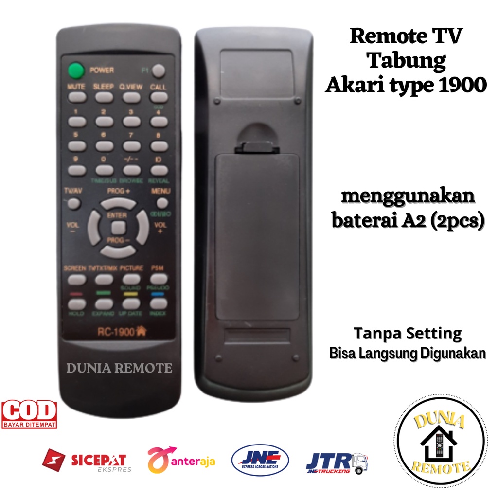 Remot Remote TV Tabung AKARI RC-1900 tanpa setting