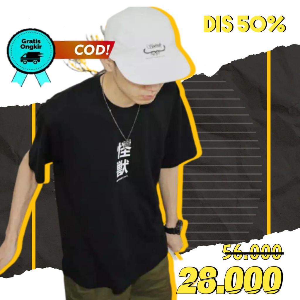 Baju Kaos Tulisan Cina Pria Jepang Ori Distro Simple