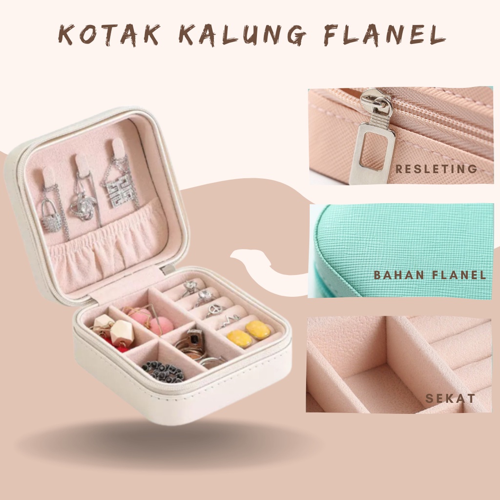 Kotak Perhiasan Travel Jewelry Anting Kalung Cincin Box Penyimpanan Emas Aksesoris Wanita