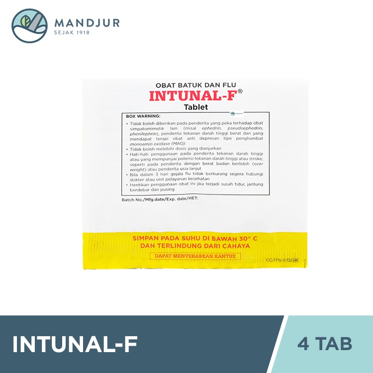 Intunal F 4 Tablet - Pereda Gejala Flu, Hidung Tersumbat, dan Bersin-bersin-1