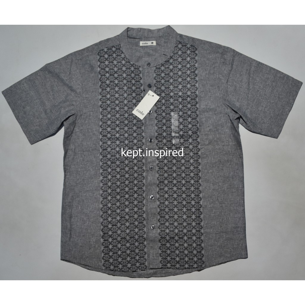 Baju Muslim Koko Pria Lengan Pendek COLE Abu Motif DPD 64 ORIGINAL