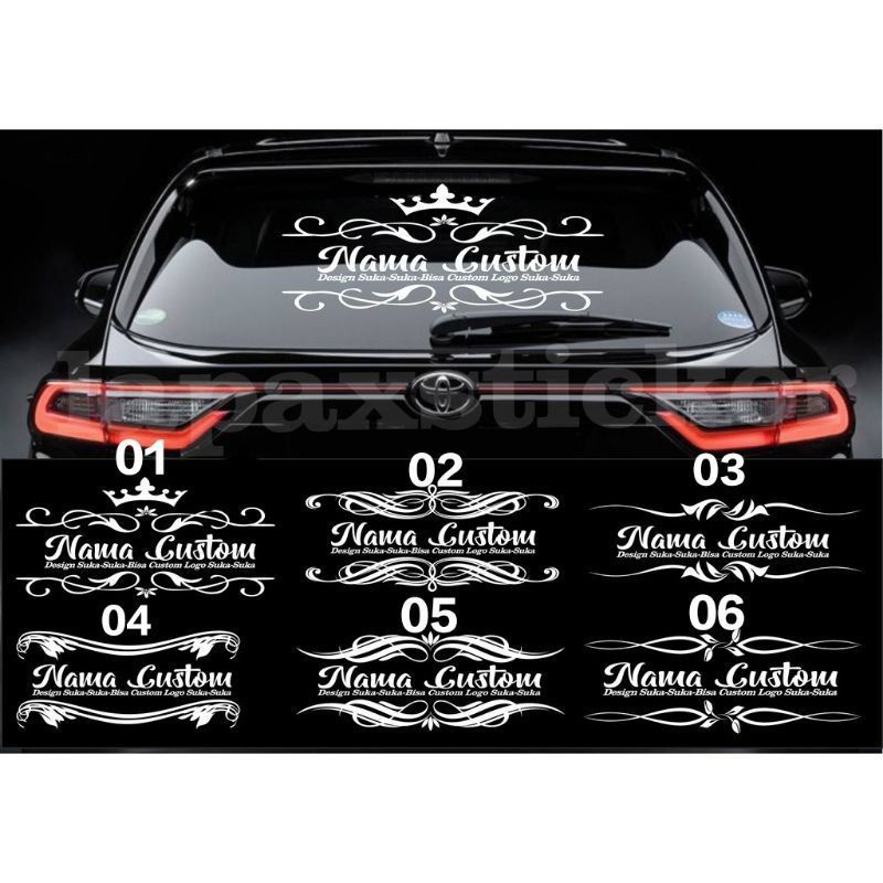 stiker mobil kaca belakang custom name