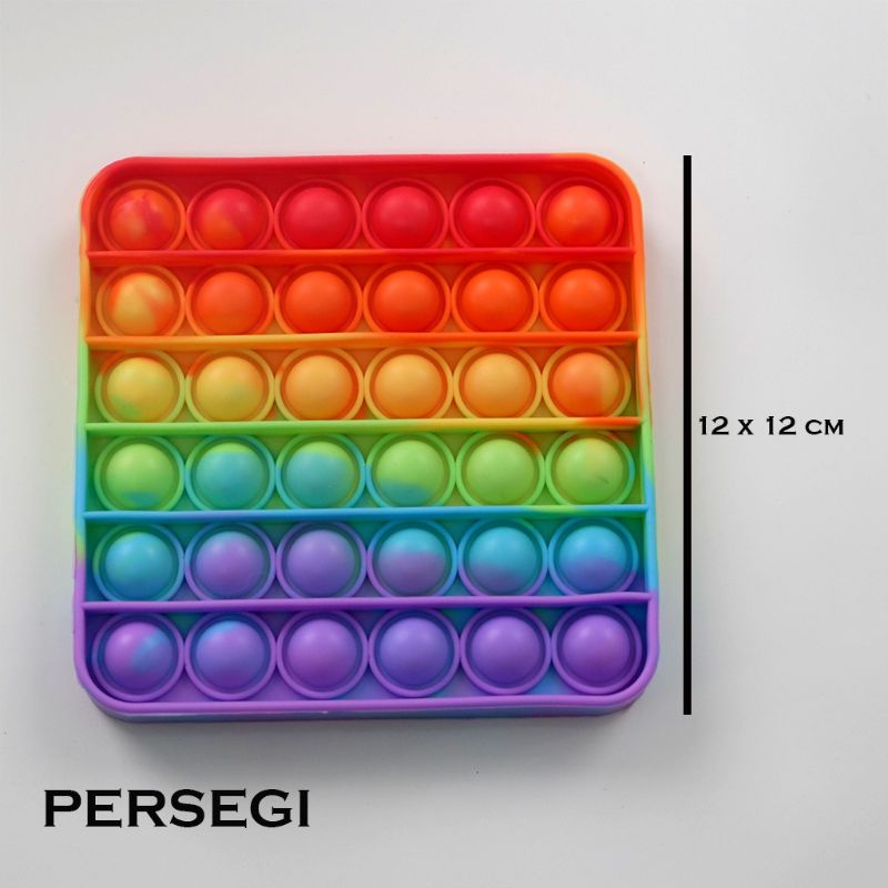 BUBBLE POP IT FIDGET TOY RAINBOW ukuran 12x12 || MAINAN EDUKASI ANAK KARAKTER PUSH POP IT-Kotak