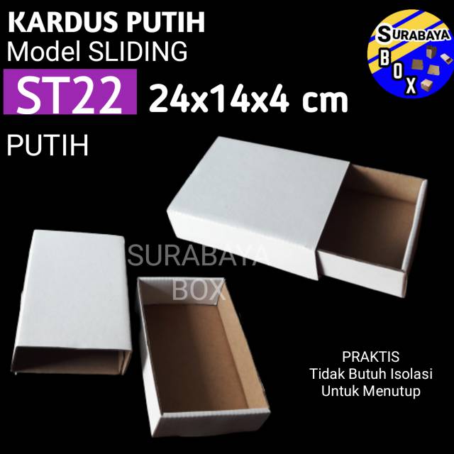

KOTAK SLIDING ST-22 PUTIH KARDUS BOX HP AKSESORIS SOUVENIR BAJU KAOS