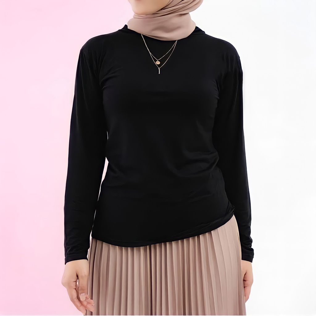 Manset Baju Inner Basic Polos Wanita Lengan Panjang Bahan Spandek Rayon Premium