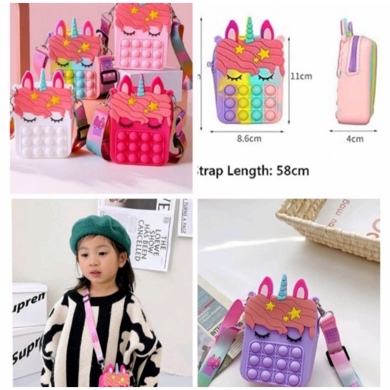 Tas Pop It Unicorn Rainbow Tas Pop It Anak
