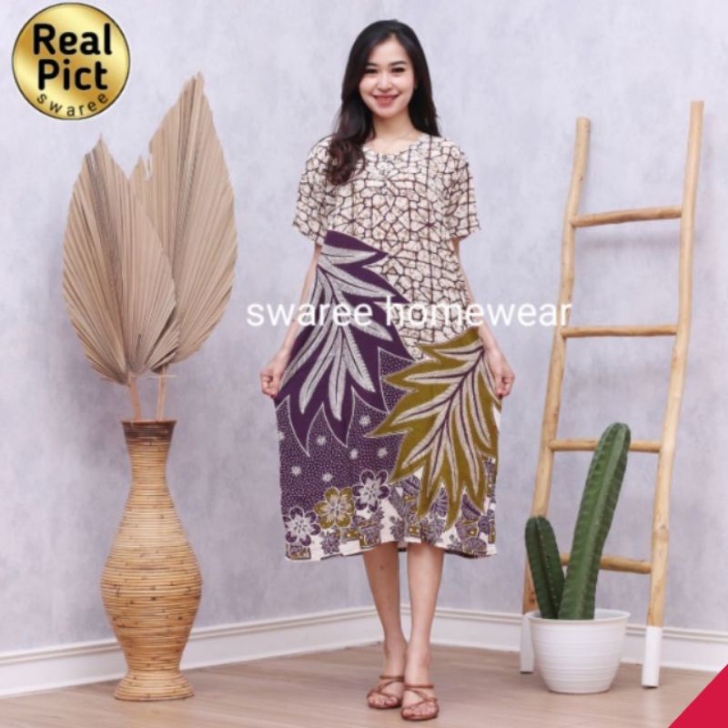 Baju Wanita Kekinian Pakaian Remaja Perempuan Cewek Dewasa Lengan Pendek Busui Ibu Menyusui Bahan Rayon Model Fashion Busui Friendly Casual Santai Tidur Harga Grosir Murah Terbaru Modis Ukuran Size LD105 Dress Motif Batik Pekalongan Bisa COD Gratis Ongkir
