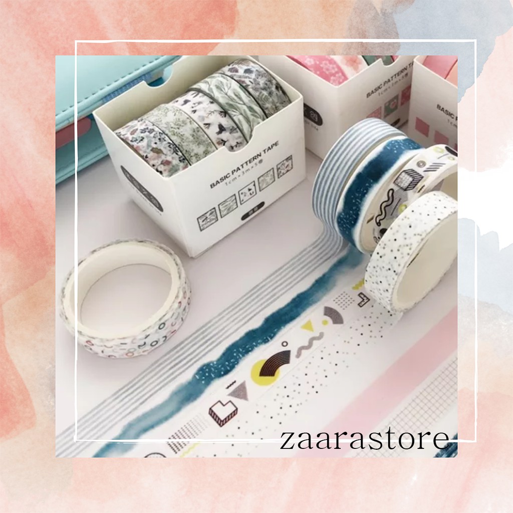 

Set Box Cute Washitape isi 5 pcs, Washi tape lucu dalam set box isi 5 roll
