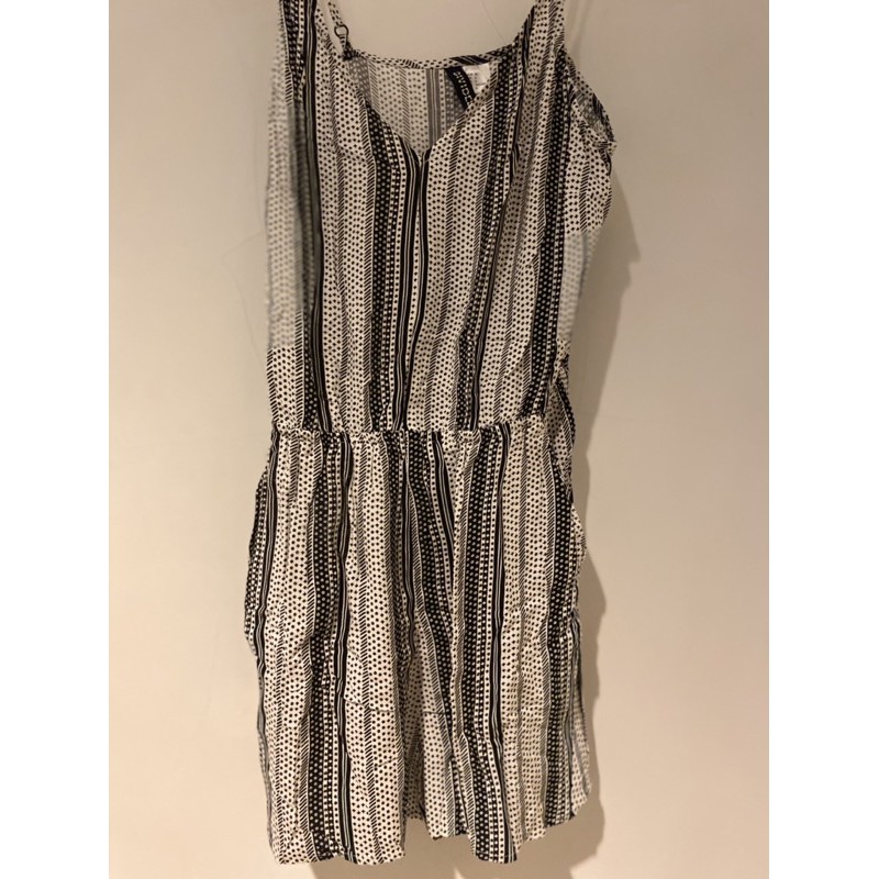 H&M Black White V-Neck Jumpsuit