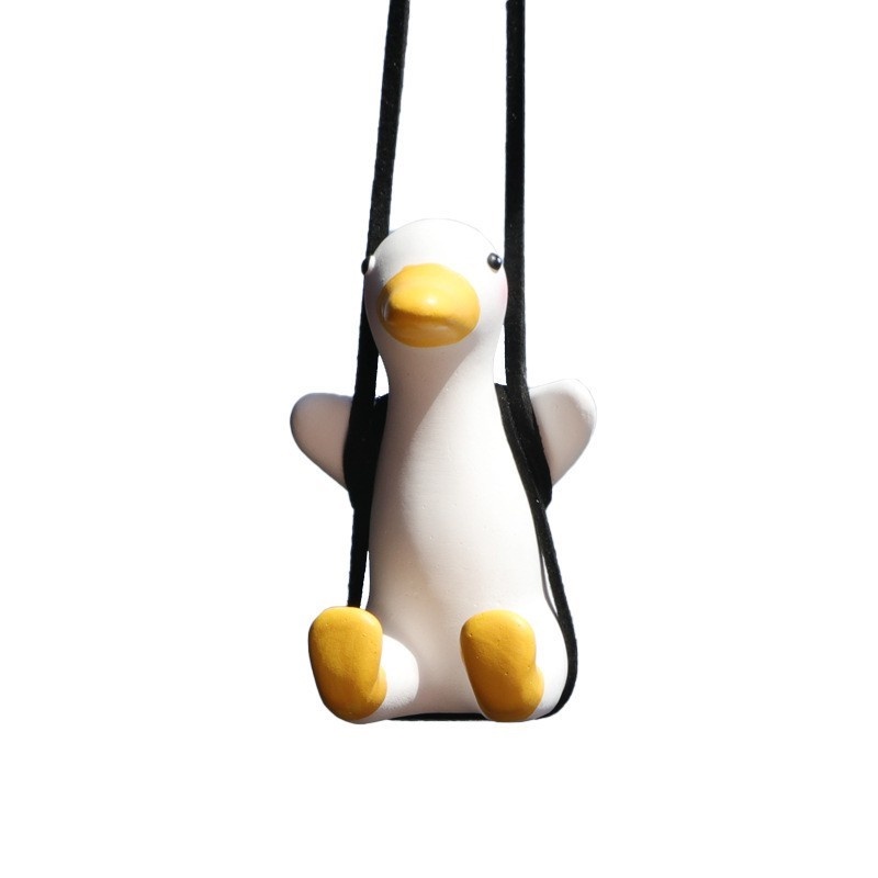 [1 Pcs Car Swing Duck Pendant][Cute Anime Car Accessorie with Hanging Rope]