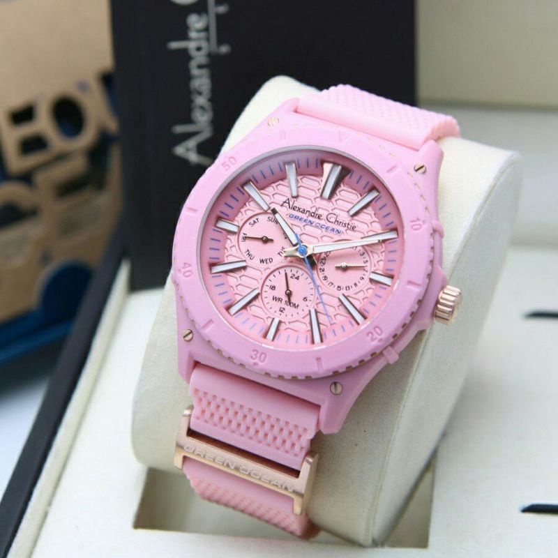 Jam Tangan Alexandre Christie AC 6584 / AC6584 MH Pink Original
