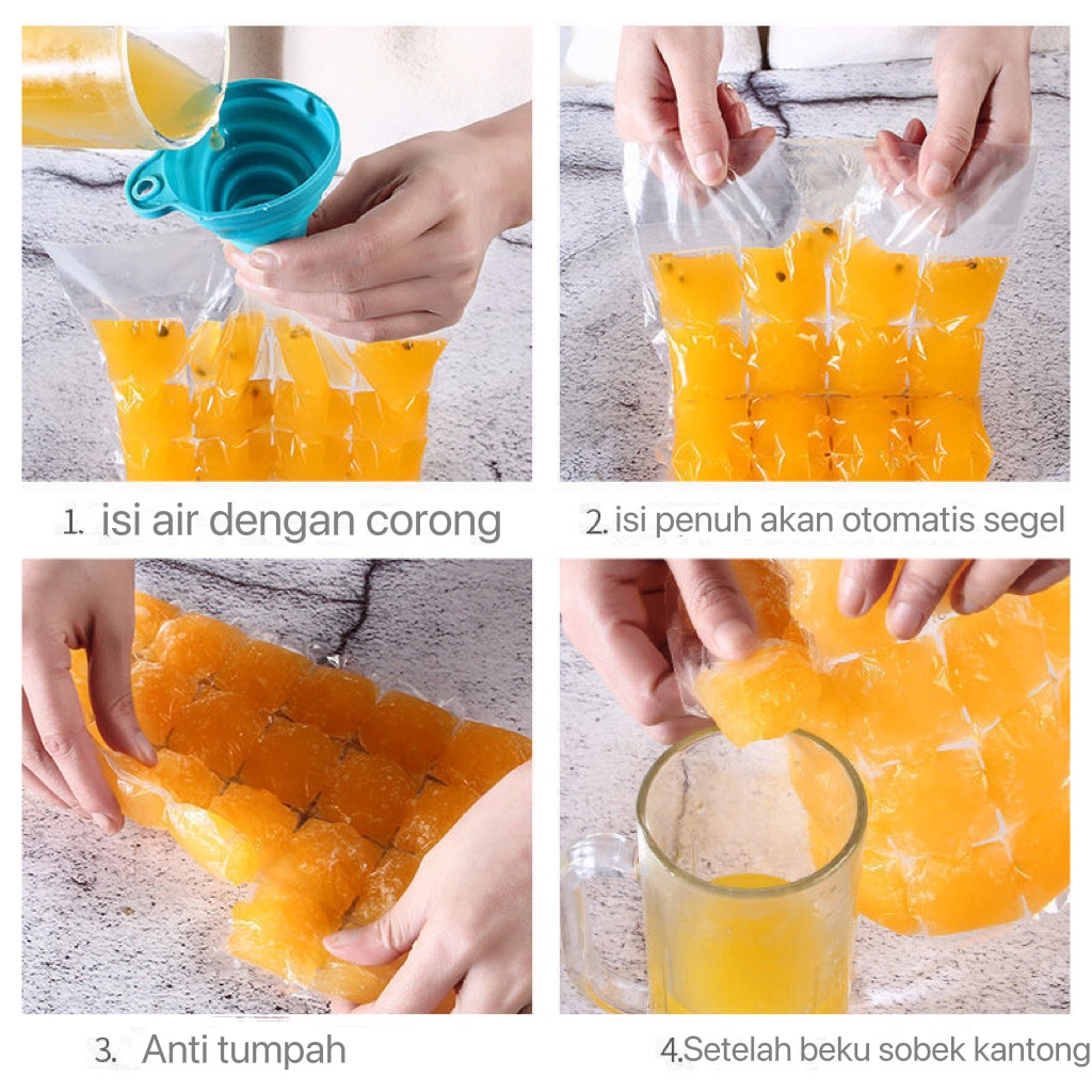 PLASTIK CETAK ES BATU SYRUP 10PCS  KANTONG PEMBUAT ES BATU SEKALI PAKAI ICE BAG CUBE MAKER