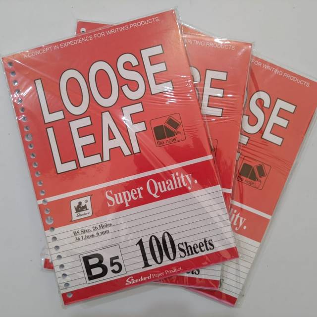 

Loose Leaf refill binder B5-100sheets.