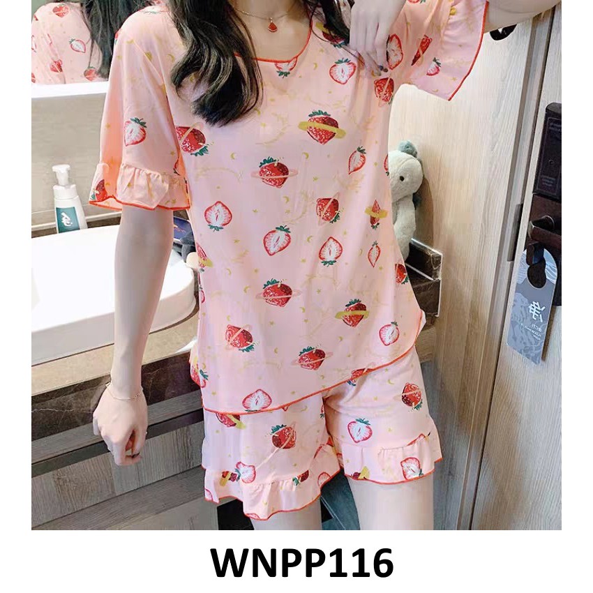 Baju Tidur Wanita Lengan Pendek Celana Pendek Motif Fashion