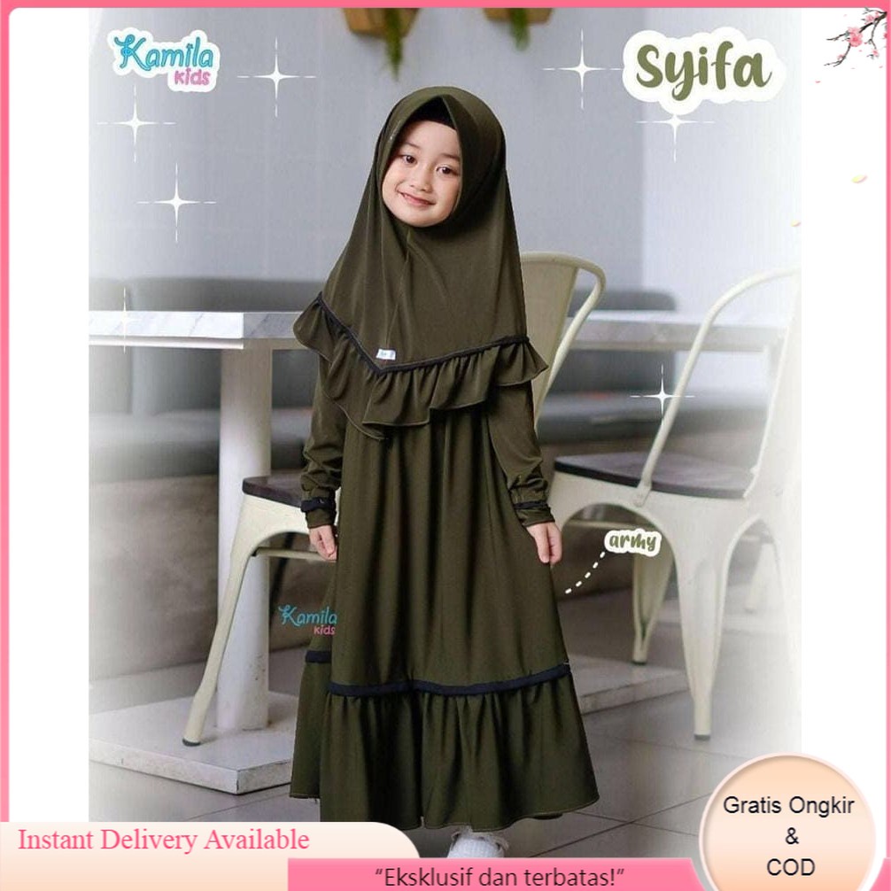 Baju Anak Syifa Syar'i Kids Setelan Gamis Syarii Anak Perempuan 7-8 Tahun Plus Jilbab /Gamis Terbaru
