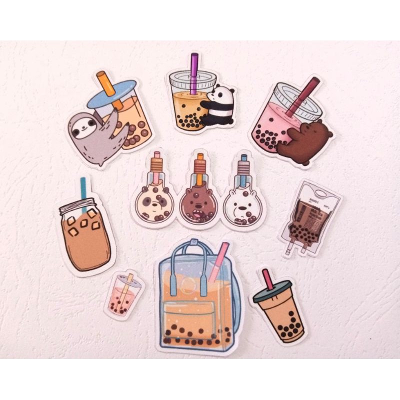 

STICKER TUMBLR BOBA MILKTEA EDITION CUTE STICKER UNTUK LAPTOP HP KULKAS KOPER