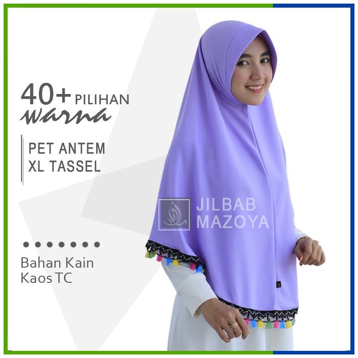 Jilbab Instan Pet Antem Tassel Size XL / Hijab Non Pet Bergo Tassel XL