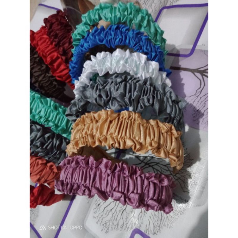 Bando scrunchie rufle/bando korea/bando kerut 1lusin ( 12pcs )