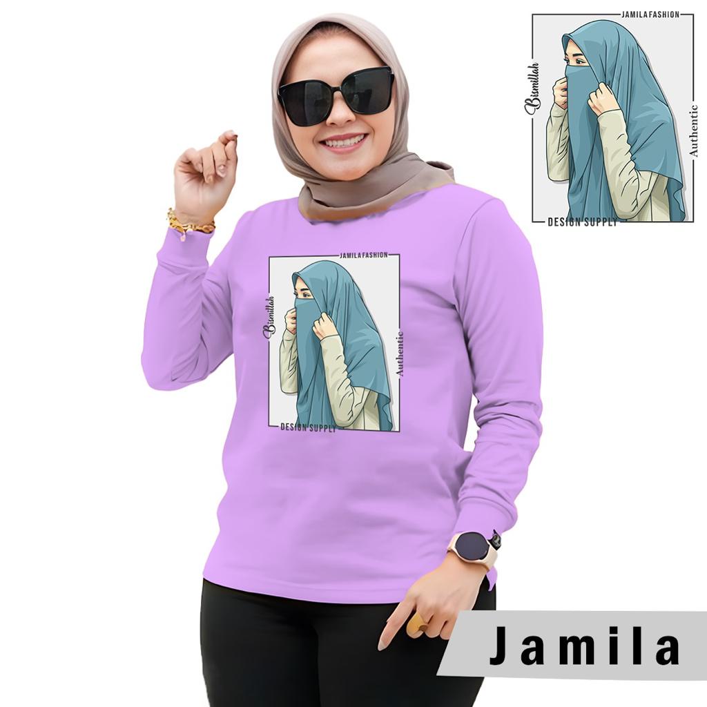 Baju Wanita Fashion/Kaos Wanita/Atasan Wanita Kaos Lengan Panjang Wanita MOTIF JAMILA HIJAB STYLE 2022