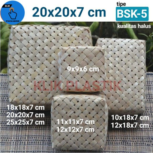 BESEK BAMBU HALUS 20x20x7 CM/PITI KERANJANG KOTAK NASI SOUVENIR KADO