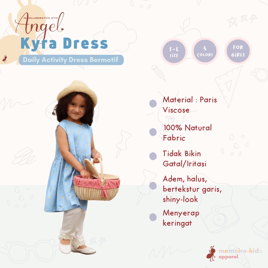 Kyra Dress Annaml x Angel Atelier Angelina Atasan Motif Anak Perempuan Adem Nyaman Katun Rayon Murah