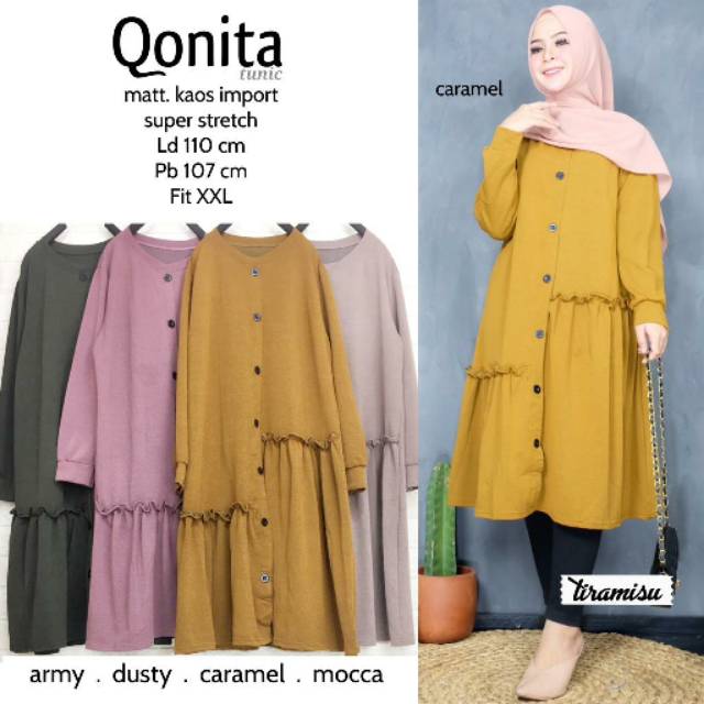 Qonita tunik polos bahan kaos
