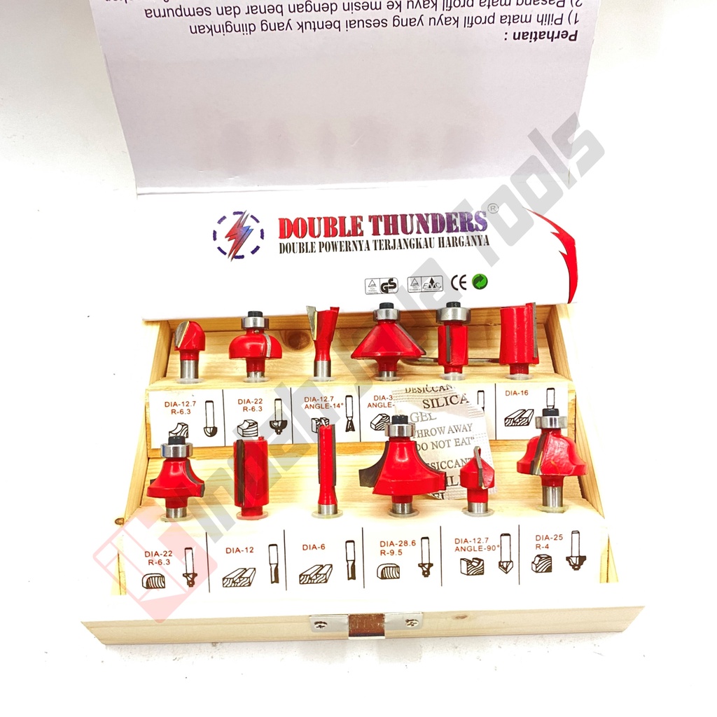 DOUBLE THUNDERS Router Bit Set 12 Pcs - Mata Profil Set Trimmer