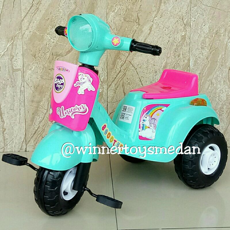 Scooter 609 Mainan sepeda tiga roda / Tricycle Sc 609 unicorn / Vespa Sc609 Dinosaurus