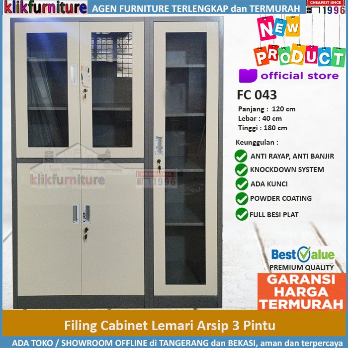 

READY Lemari Arsip Besi Filing Cabinet Besi 3 Pintu FC 043 DISKON