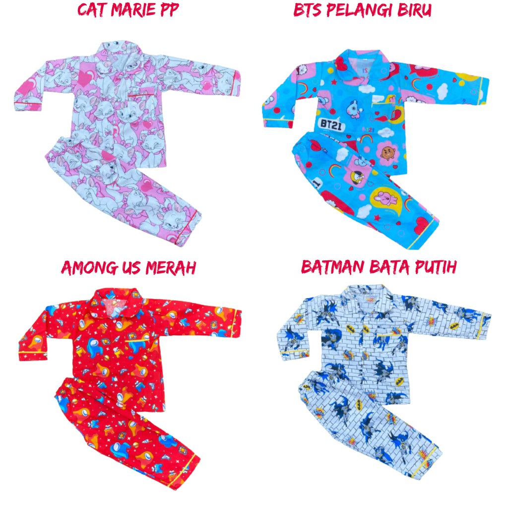 PIYAMA ANAK 1-5 TH LENGAN PANJANG / BAJU TIDUR ANAK PANJANG