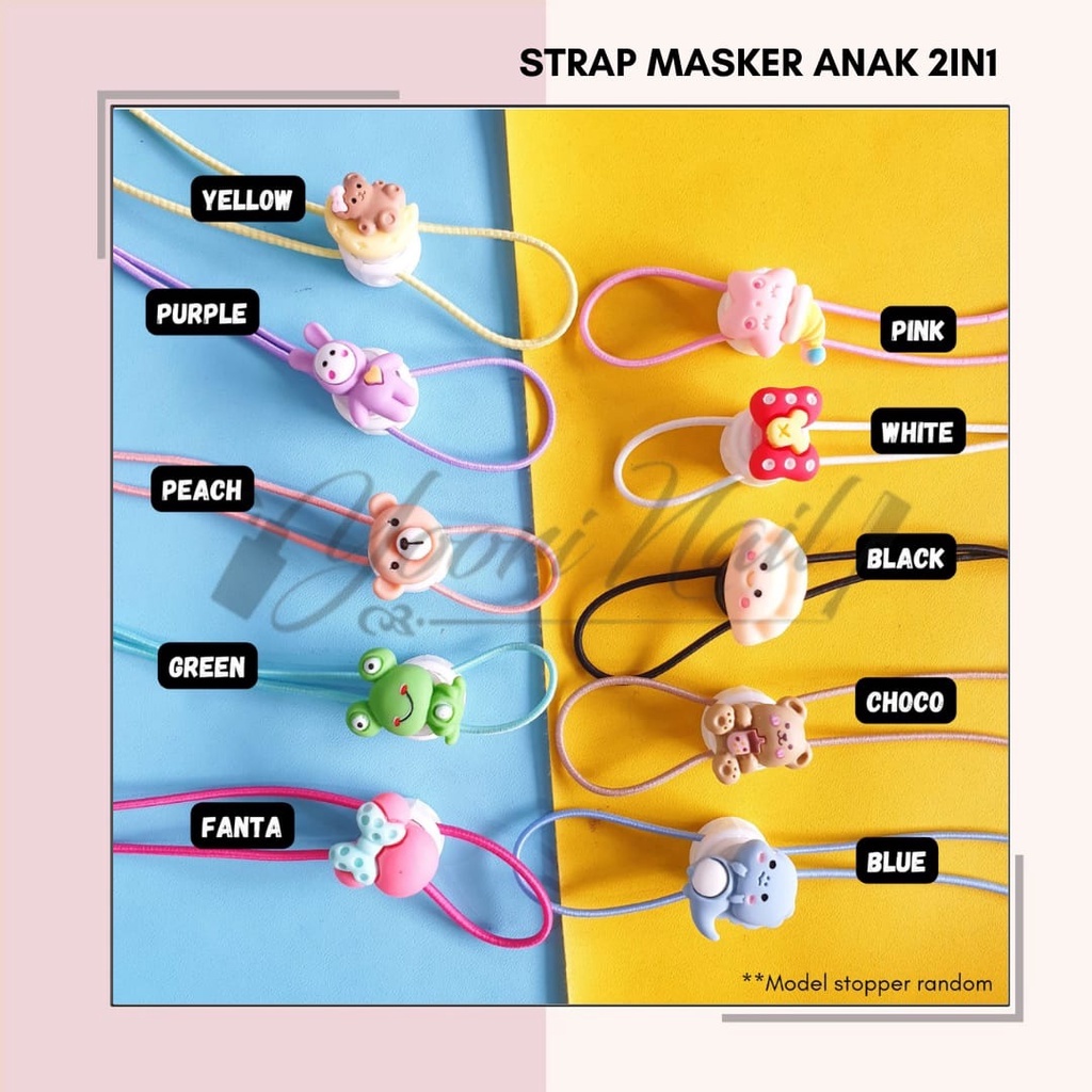 strap mask 2in1 tali masker kalung 2in1 connector konektor hijab anak karater kartun princess