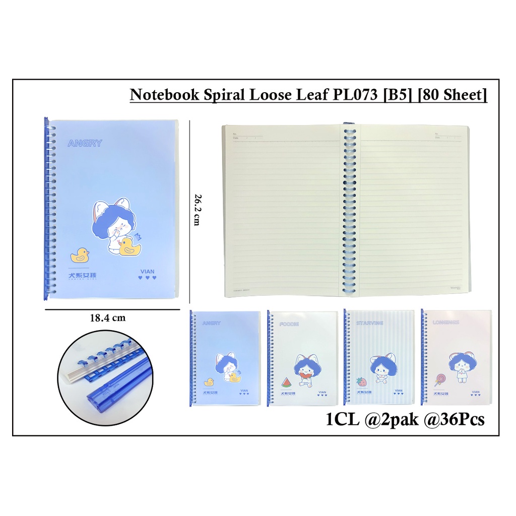 

map looseleaf b5 vian pl073 model geser isi 80 lembar