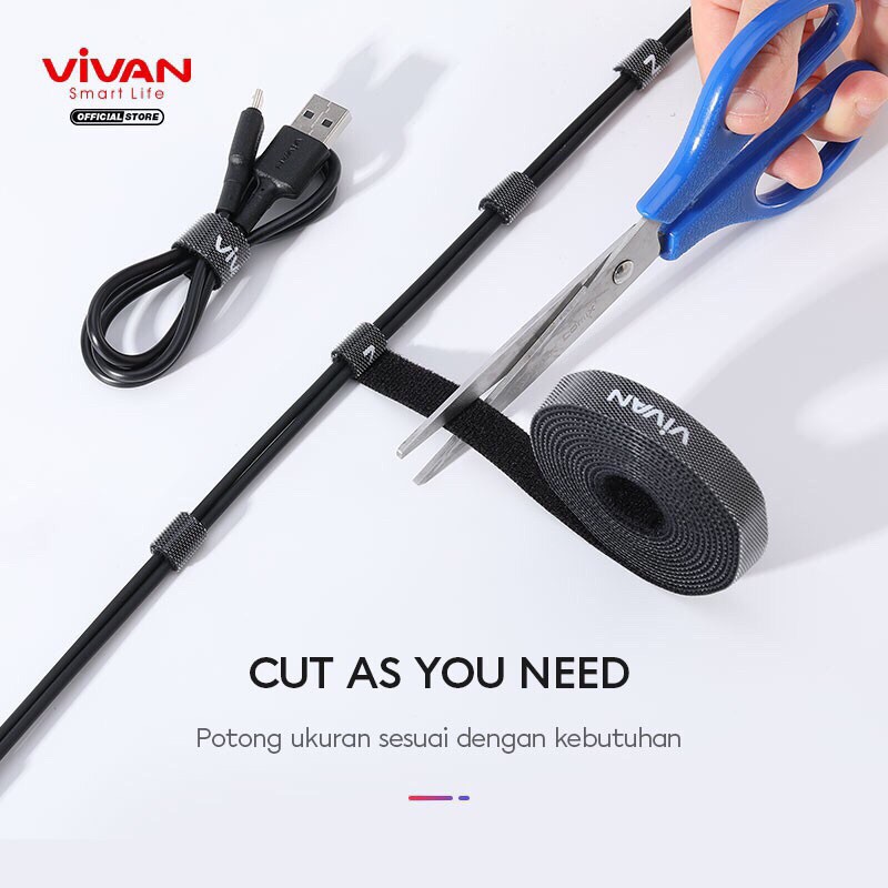 VIVAN Reusable Velcro Strap Cable Ties Pengikat Perekat Penjepit Kabel VVT