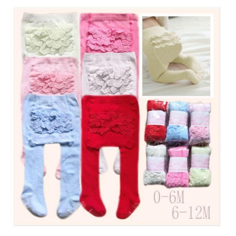 Legging Polos Bayi Tutup Kaki Anti Slip Lil Me Ruffle Series 0-6 6-12 / Legging Polos