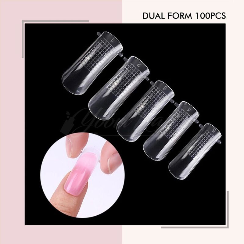 100pcs Dual form nail art extension kuku quick nail dual forms exten kuku gel builder fake nail kuku