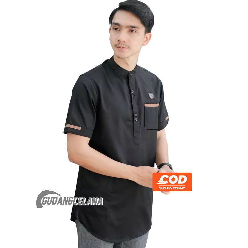 Baju Koko Kurta Lengan Pendek Matt Katun  Toyobo Adem Tebal Terlaris Baju Koko Pria Modern