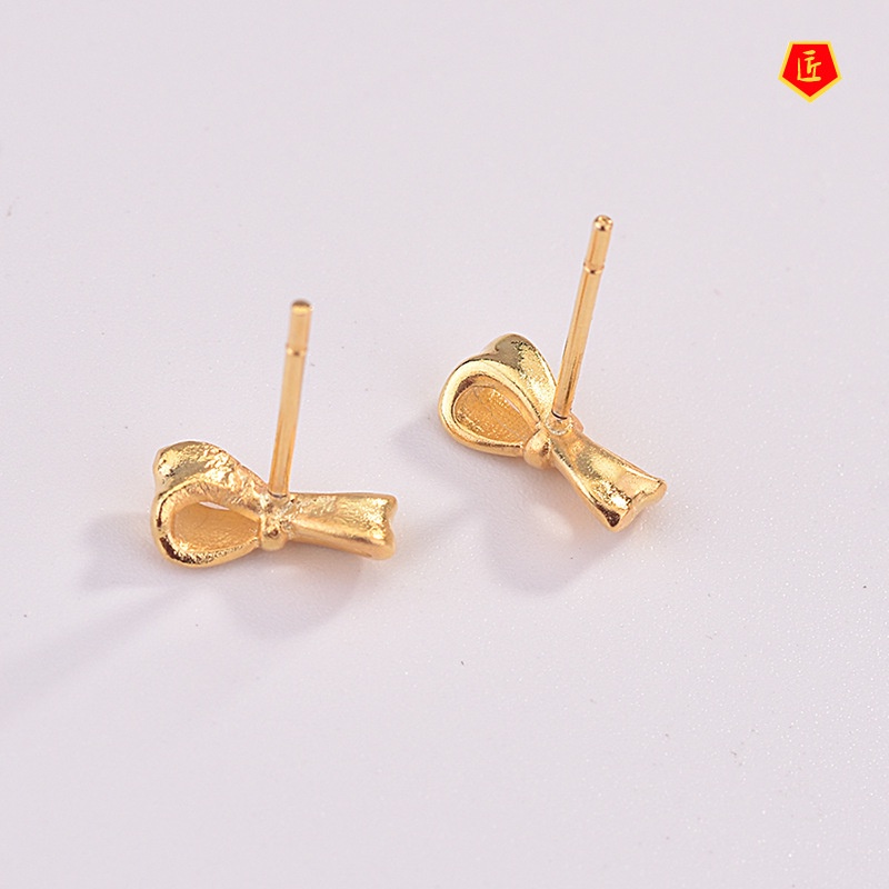 [Ready Stock]Minimalist Bowknot Gold Earrings