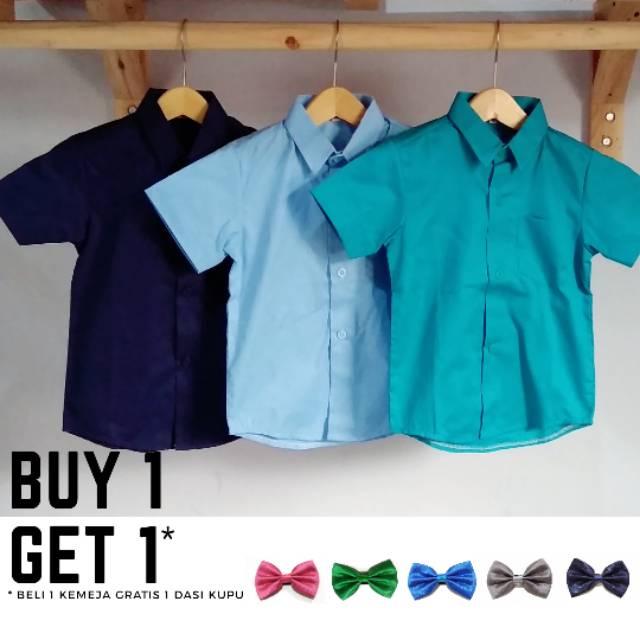 Kemeja polos anak lengan pendek dongker soft blue toska